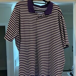 Nike Purple and White Striped Polo